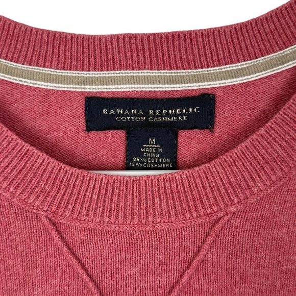 Banana Republic Y2K Cotton-Cashmere Crewneck Sweater Coral/Brick Red Mens Medium - Picture 5 of 10